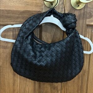 Black Woven faux leather bag